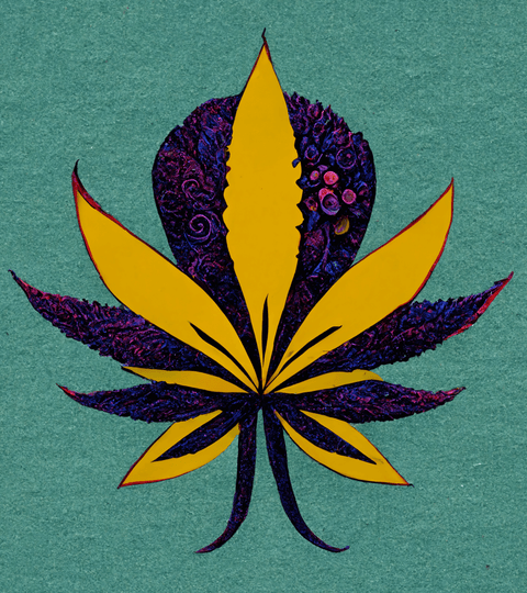 Cannabis Flower Illustrations by AI in the style of famous artists - Goldleaf