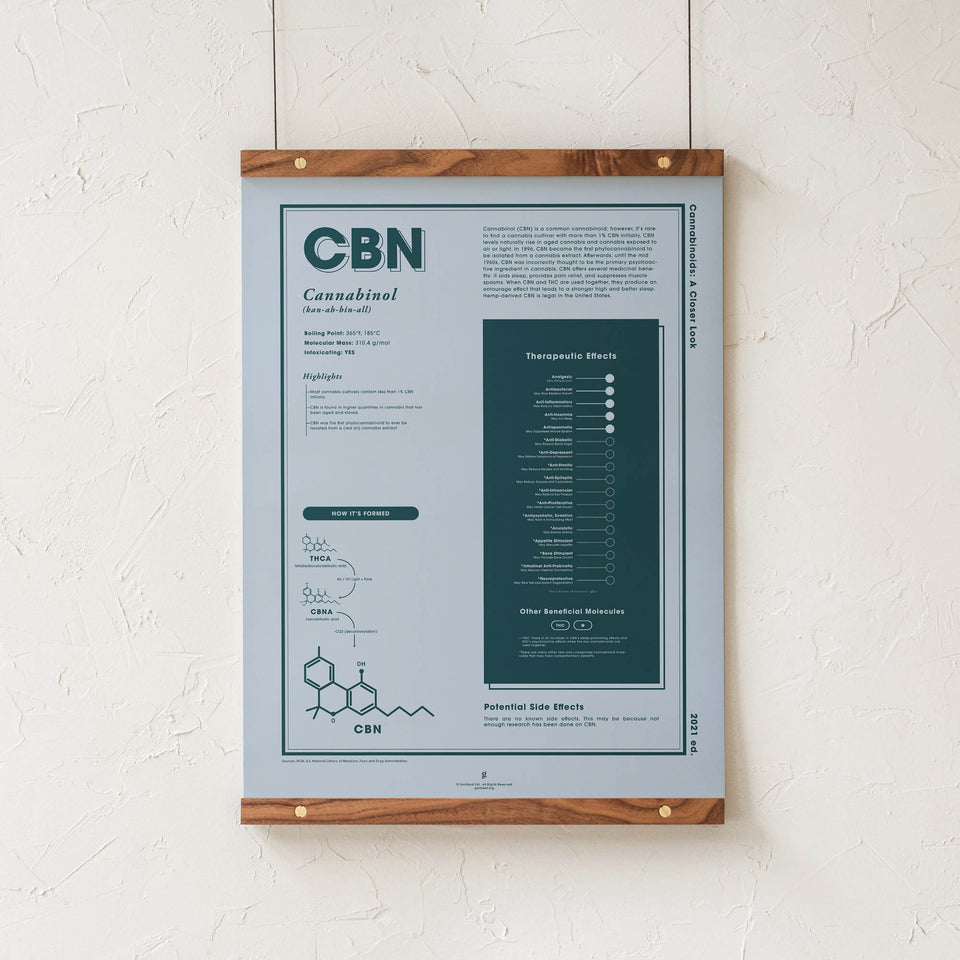 CBN: Cannabinol A Closer Look Print by Goldleaf - Walnut Rails