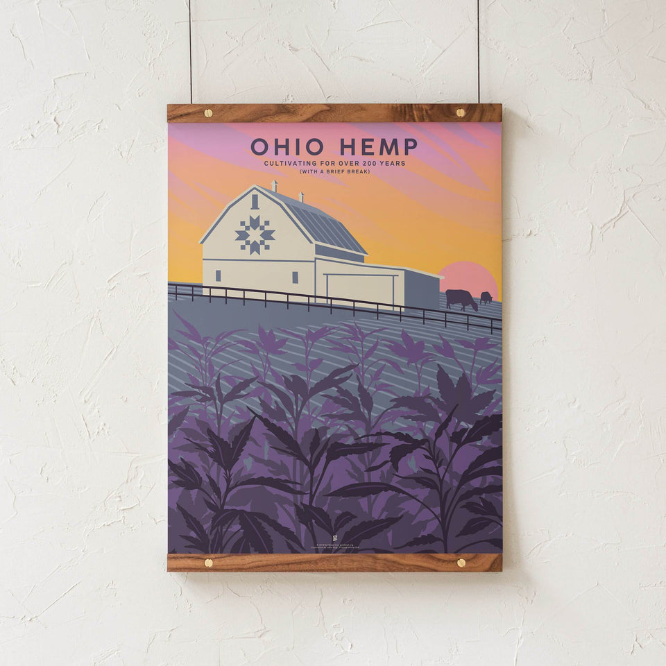 Ohio Hemp Vintage Travel Poster - Designed by John Vogl - Cannabis Art Print - Marijuana Decor - Goldleaf