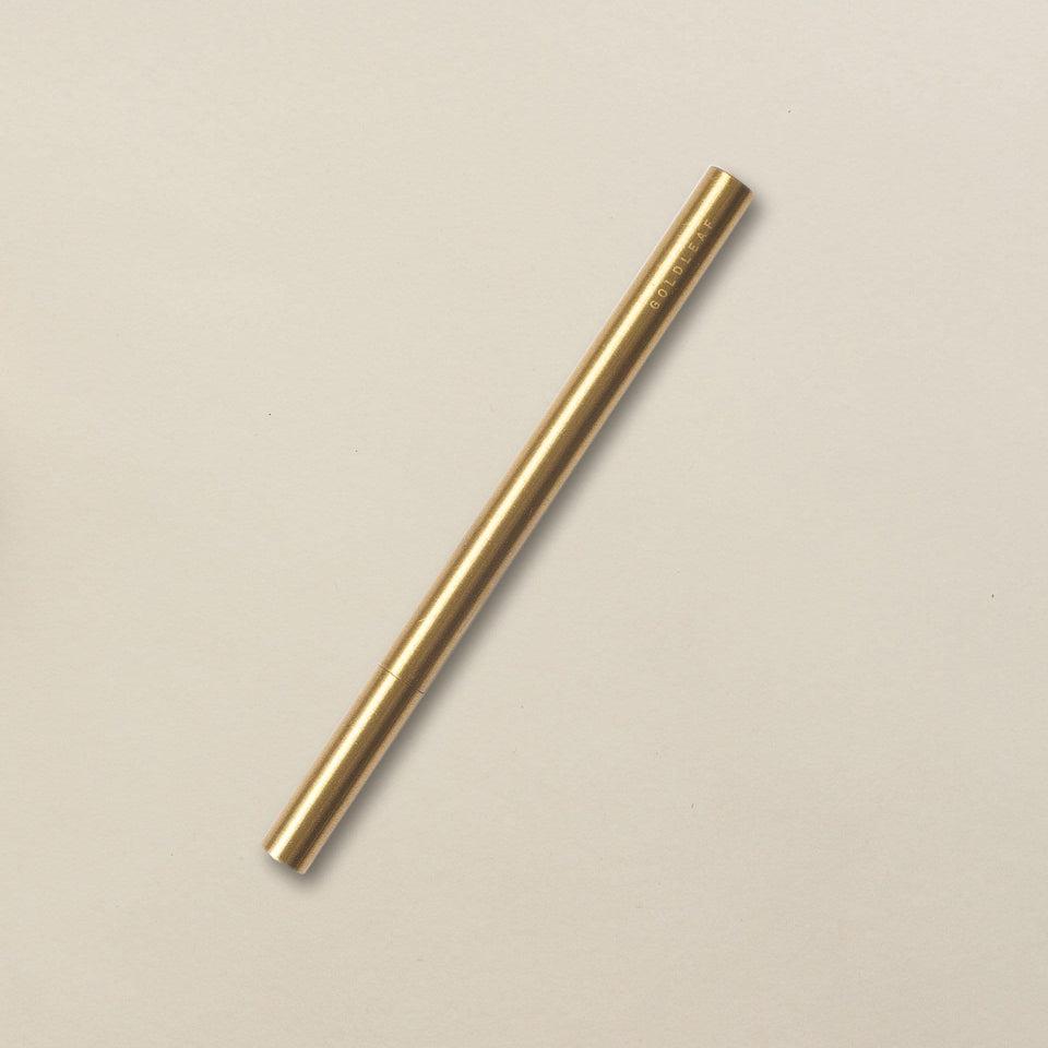 The Lab Pen - Modern and Minimalist Brass Pen - Black Rollerball Ink - Goldleaf