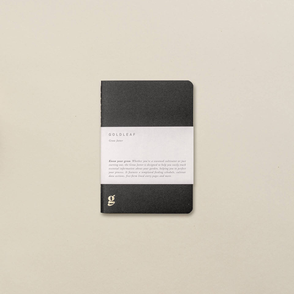 The Grow Jotter - Cannabis Growers Pocket Journal - Marijuana Cultivation Logbook - Black Cover - Goldleaf