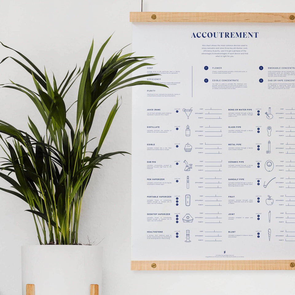 Accoutrement Accessory Chart Print - Cannabis Delivery Method Comparison Infographic - Marijuana Art - Goldleaf