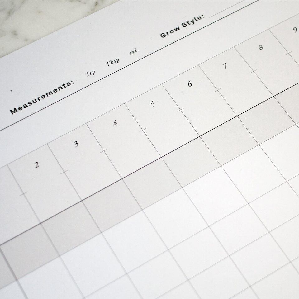 Blank Feeding Schedule Wall Print - Fill In Your Own Nutrient Chart for Growing Marijuana - 18" x 24" - Goldleaf