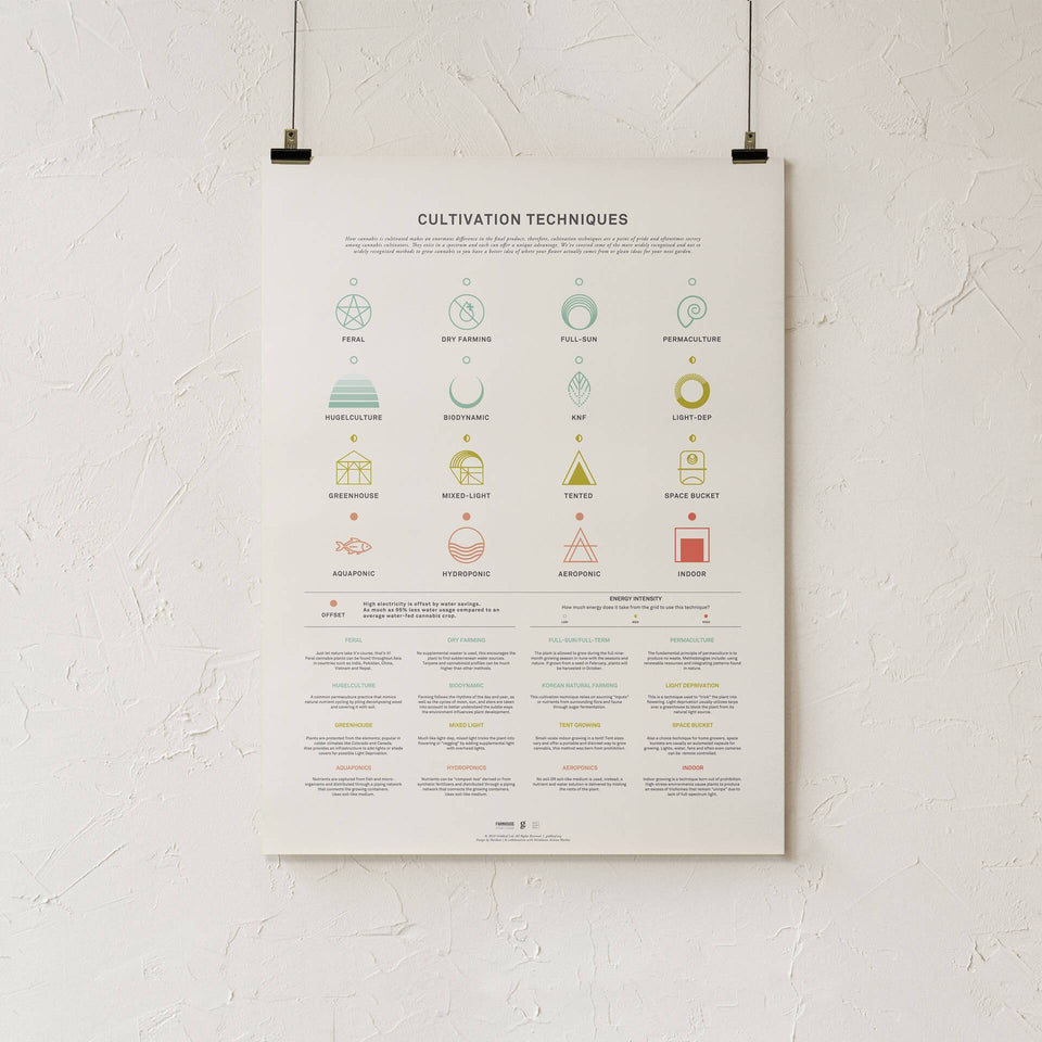 Cannabis Cultivation Techniques Print - Grow Style Cannabis Infographic - Marijuana Growing Education - Goldleaf