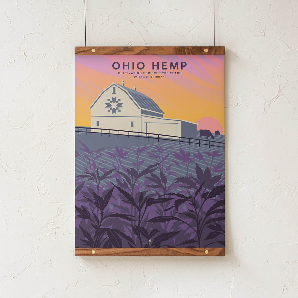 Ohio Hemp Vintage Travel Poster - Designed by John Vogl - Cannabis Art Print - Marijuana Decor - Goldleaf