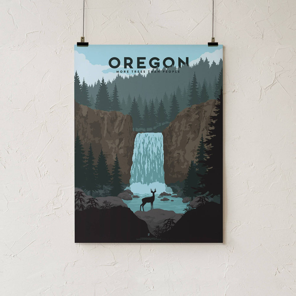 Oregon Vintage Travel Poster - Designed by Nicholas Moegly - Cannabis Art Print - Marijuana Decor - Goldleaf