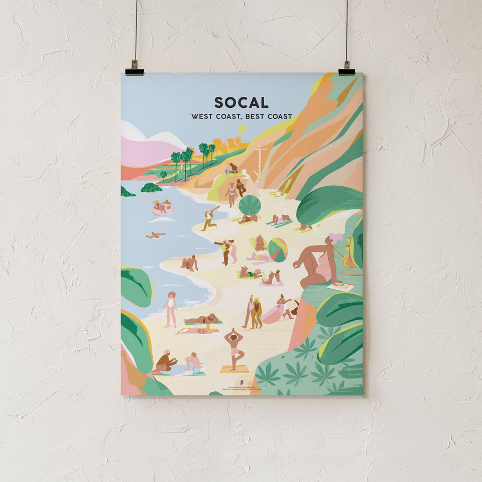Goldleaf Southern California Cannabis Travel Print - Marijuana Artwork by Eugenia Mello - Print Only