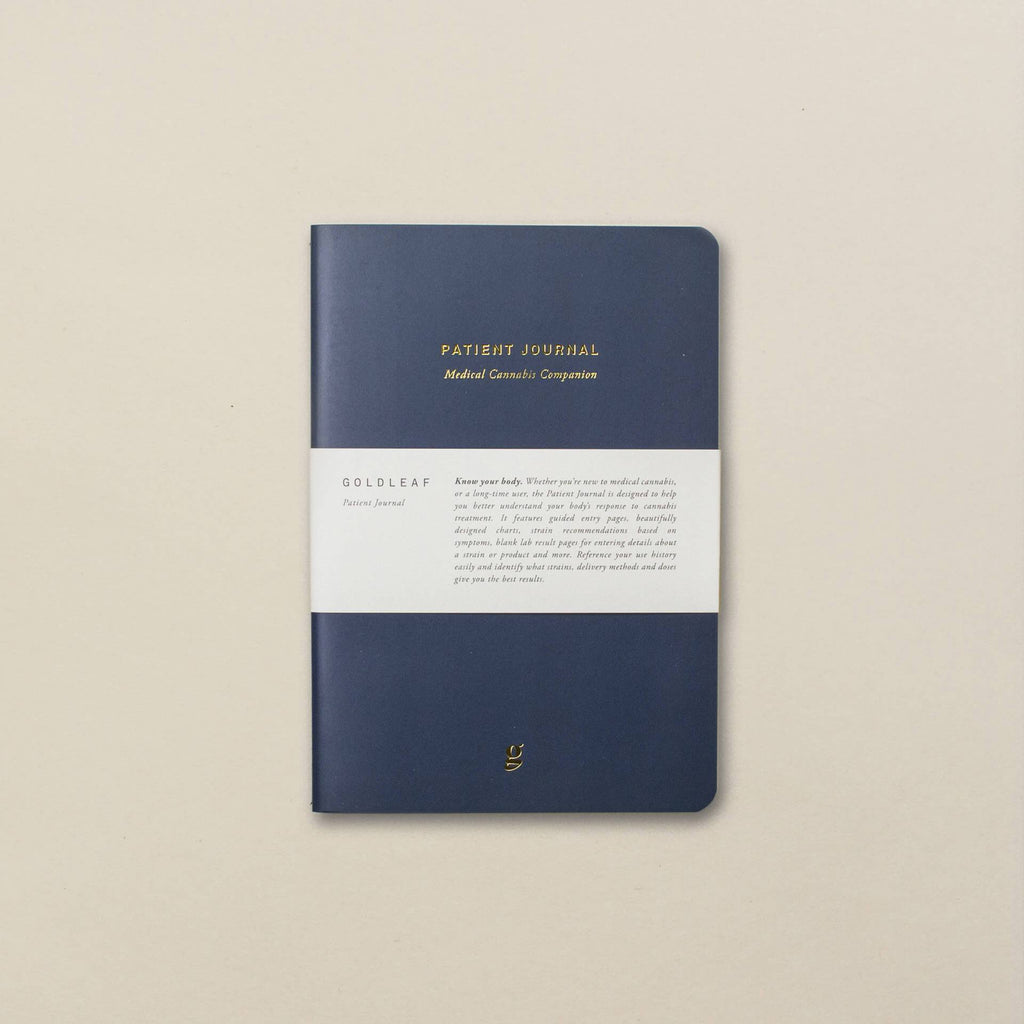 The Patient Journal - A Medical Cannabis Companion Logbook - Wellness Cannabis Journal - Blue Cover - Goldleaf
